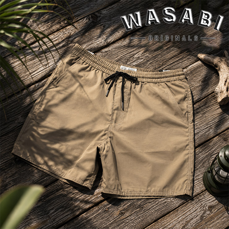 WASABI TRUNKS BEIGE｜使いやすいサンドカーキの水陸両用ショーツ