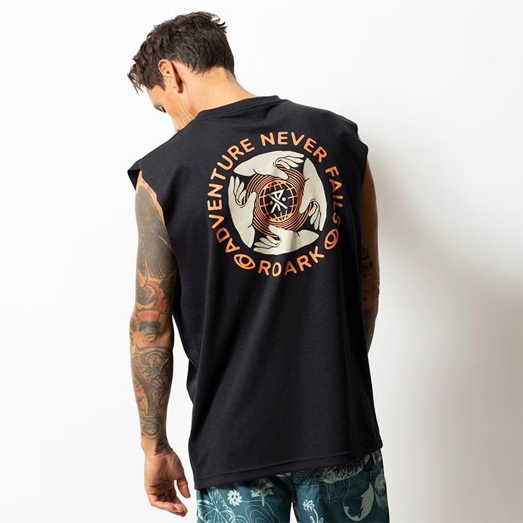 ROARK NEVER FAILS DriRelease CUTOFF TEE BLACK ���ѥ��᡼��