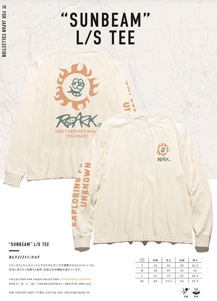 ROARK SUNBEAM L/S TEE NATURAL 2026 FALL 太陽グラフィック長袖Tシャツ